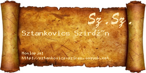 Sztankovics Szirén névjegykártya